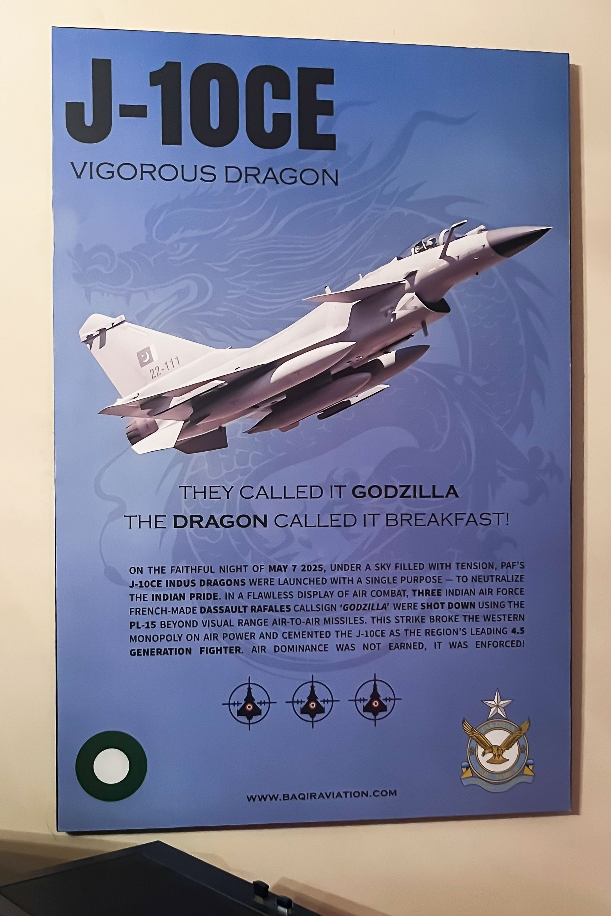 PAF J-10C Vigorous Dragon - Premium Aviation Wall Art